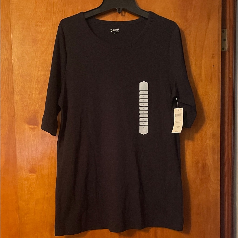 Duluth Trading Co Black 3/4 length cotton shirt. Women's